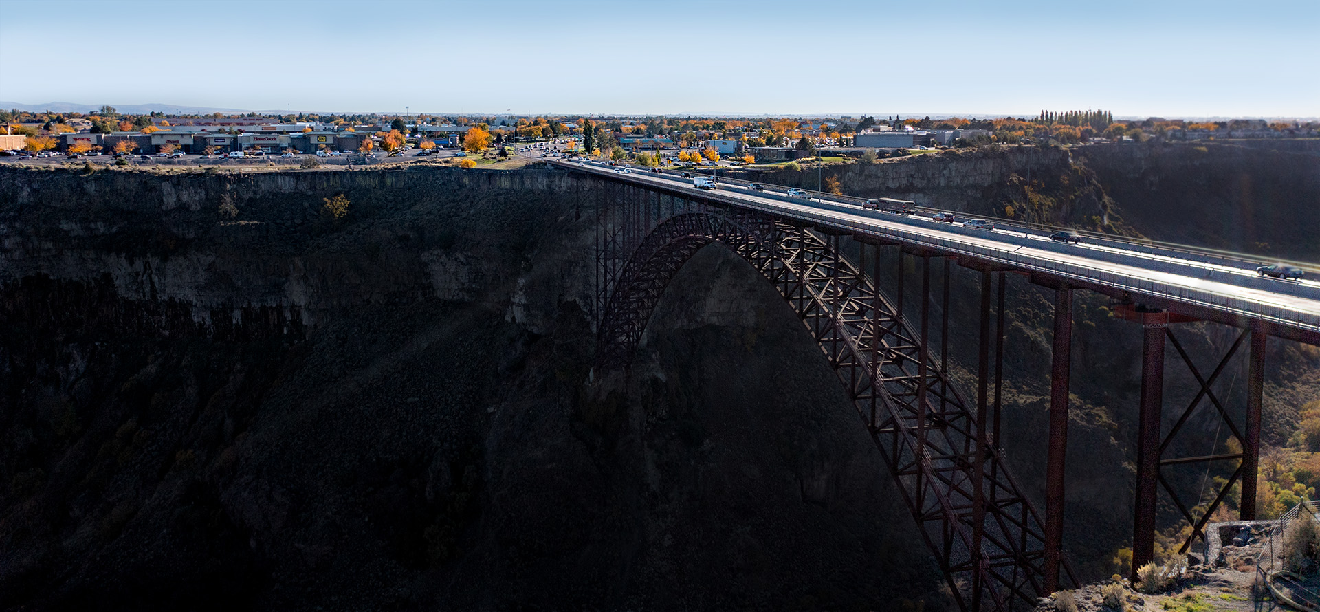 Overlooking the Snake river canyon and bridge onto the economically booming city of Twin Falls